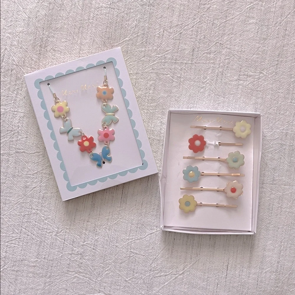 Meri Meri Girls’ Butterflies & Flowers Necklace/ Daisy Enamel Hair Slides